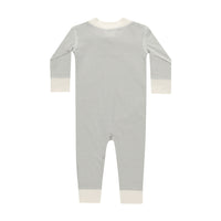 Quincy Mae Blue Micro Stripe Zip Long Sleeve Sleeper