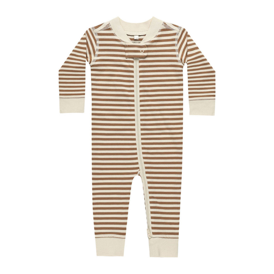 Quincy Mae Cinnamon Stripe Zip Long Sleeve Sleeper