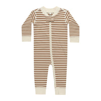 Quincy Mae Cinnamon Stripe Zip Long Sleeve Sleeper