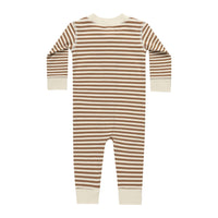 Quincy Mae Cinnamon Stripe Zip Long Sleeve Sleeper