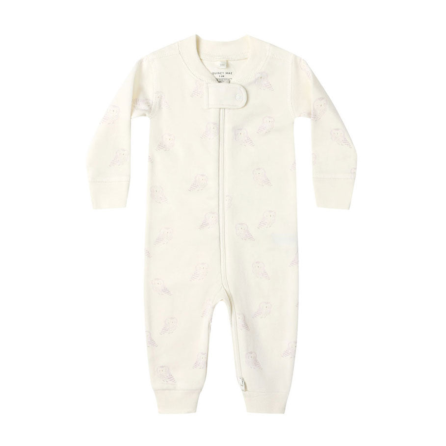 Quincy Mae Ivory Snow Owls Zip Sleeper