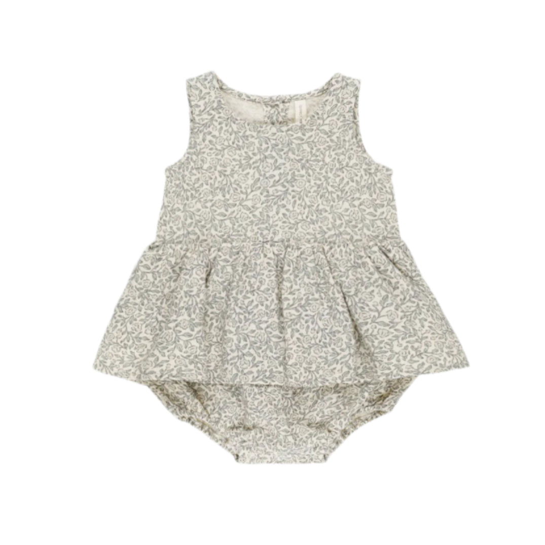 Quincy Mae Green Garden Skirted Tank Romper