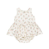 Quincy Mae Strawberries Skirted Tank Romper