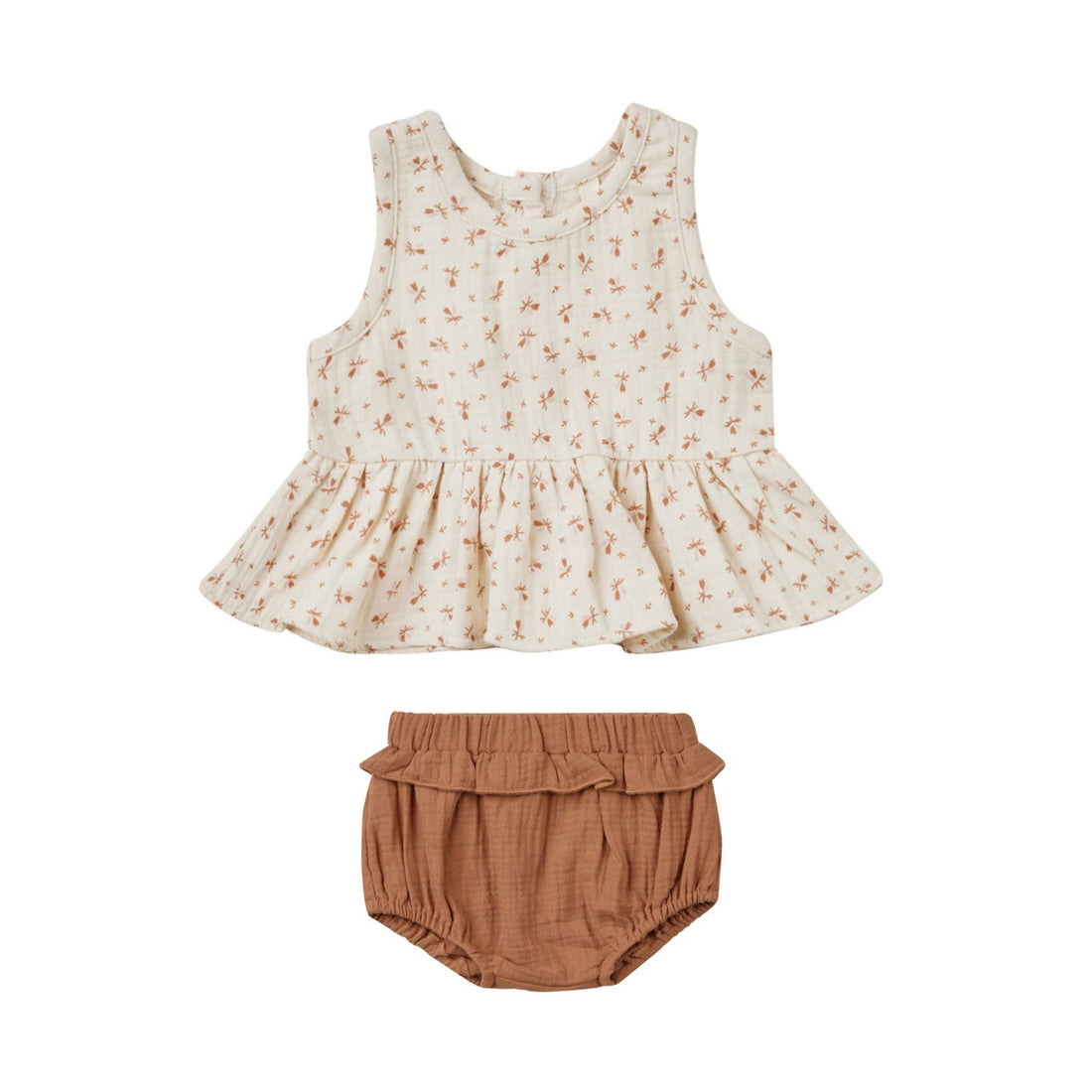Quincy Mae Clay Ditsy Sleeveless Peplum Set