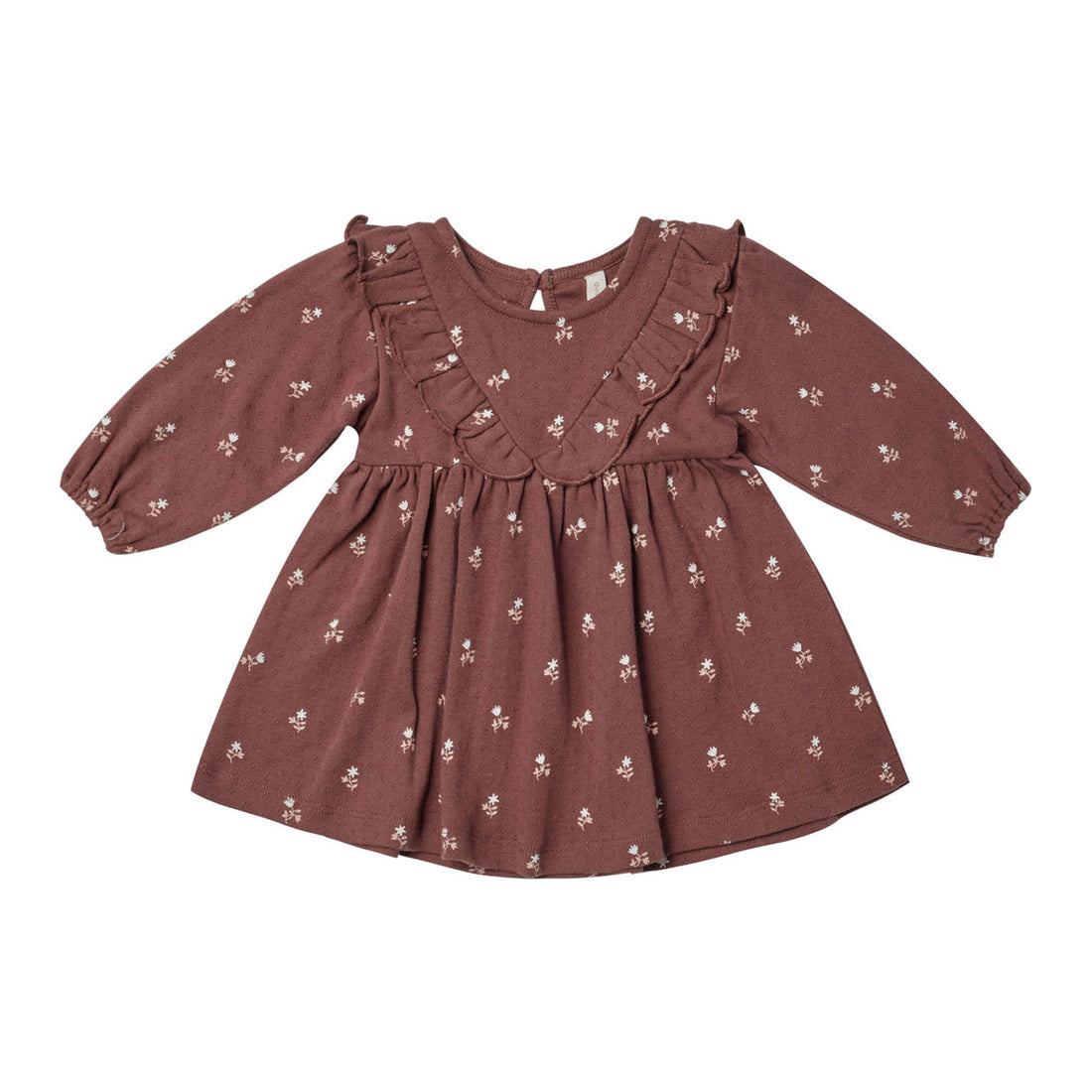 Quincy Mae Plum Fleur Long Sleeve Ruffle V Dress