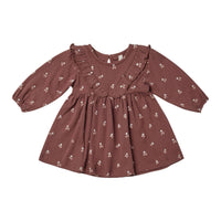 Quincy Mae Plum Fleur Long Sleeve Ruffle V Dress