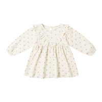 Quincy Mae Blue Ditsy Ruffle V Dress