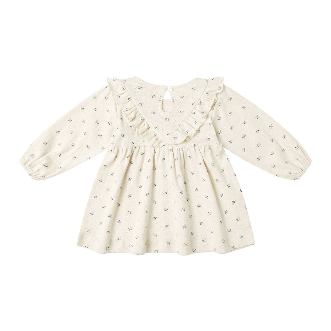 Quincy Mae Blue Ditsy Ruffle V Dress