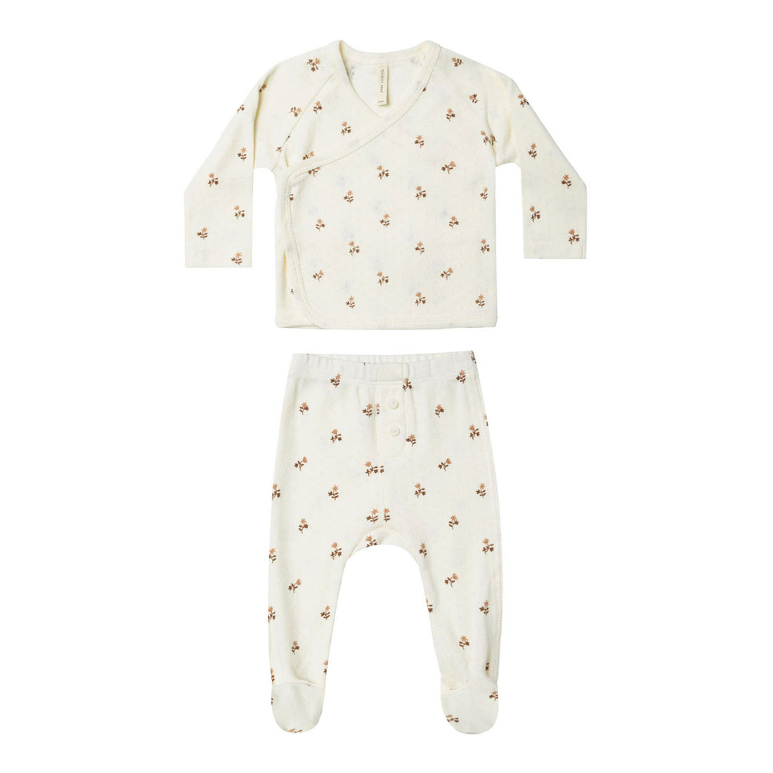 Quincy Mae Rose Fleur Wrap Top + Footed Pant Set