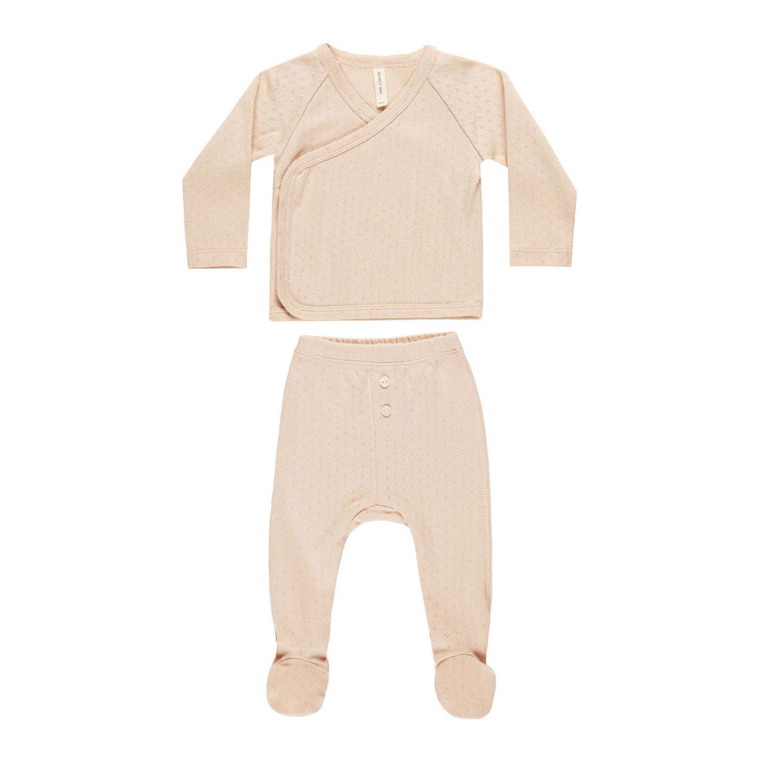 Quincy Mae Shell Wrap Top + Footed Pant Set