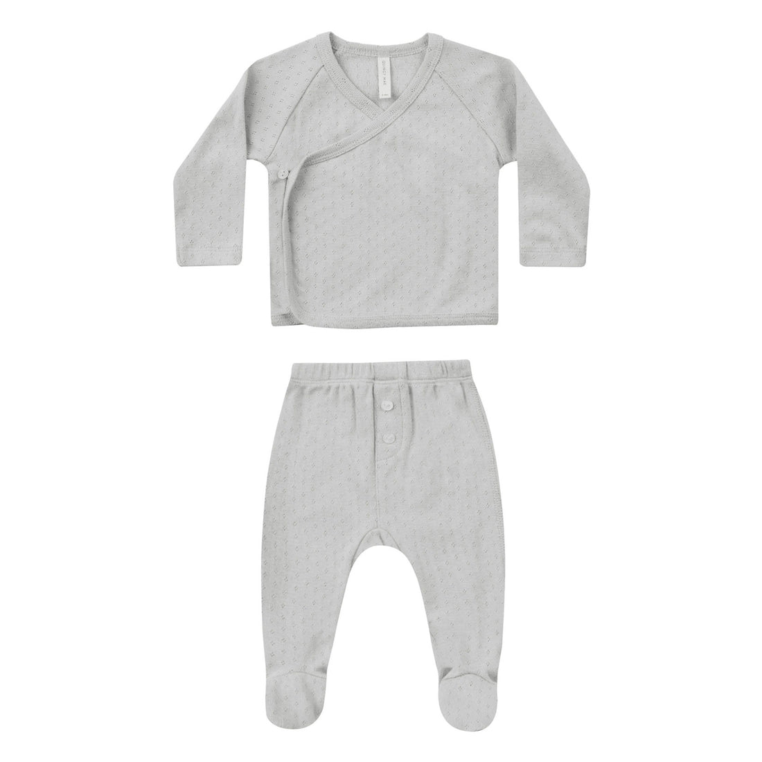 Quincy Mae Cloud Pointelle Wrap Top + Footed Pant