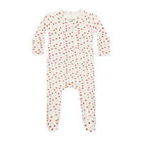 Quincy Mae Ivory Valentines Bamboo Zip Footie