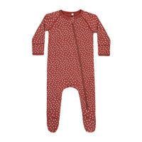 Quincy Mae Red Tiny Hearts Bamboo Zip Footie