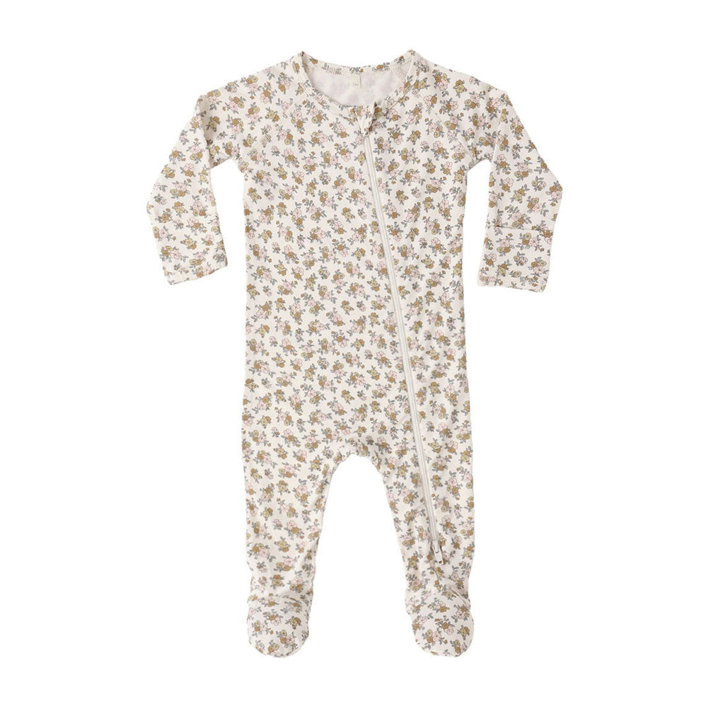 Quincy Mae Wildflower Bamboo Zip Footie
