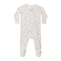 Quincy Mae Cloud Floral Bamboo Zip Footie