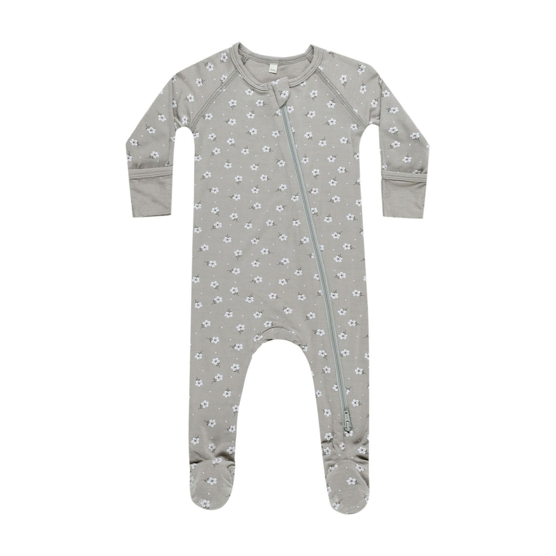 Quincy Mae Blue Ditsy Bamboo Zip Footie