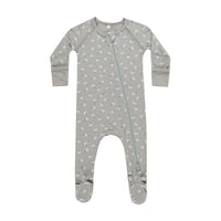 Quincy Mae Blue Ditsy Bamboo Zip Footie