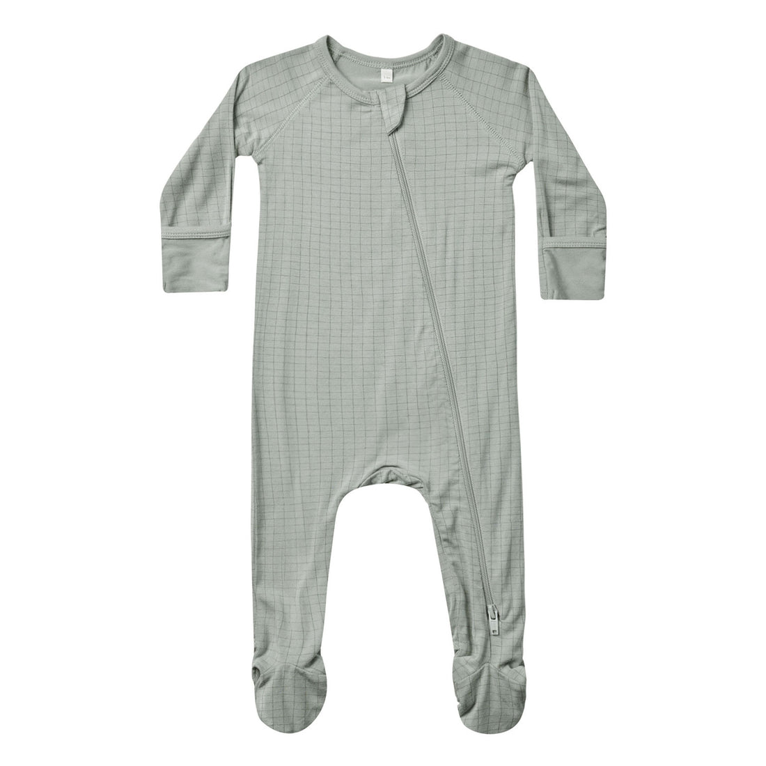 Quincy Mae Grid Bamboo Zip Footie