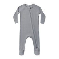 Quincy Mae Slate Bamboo Zip Footie