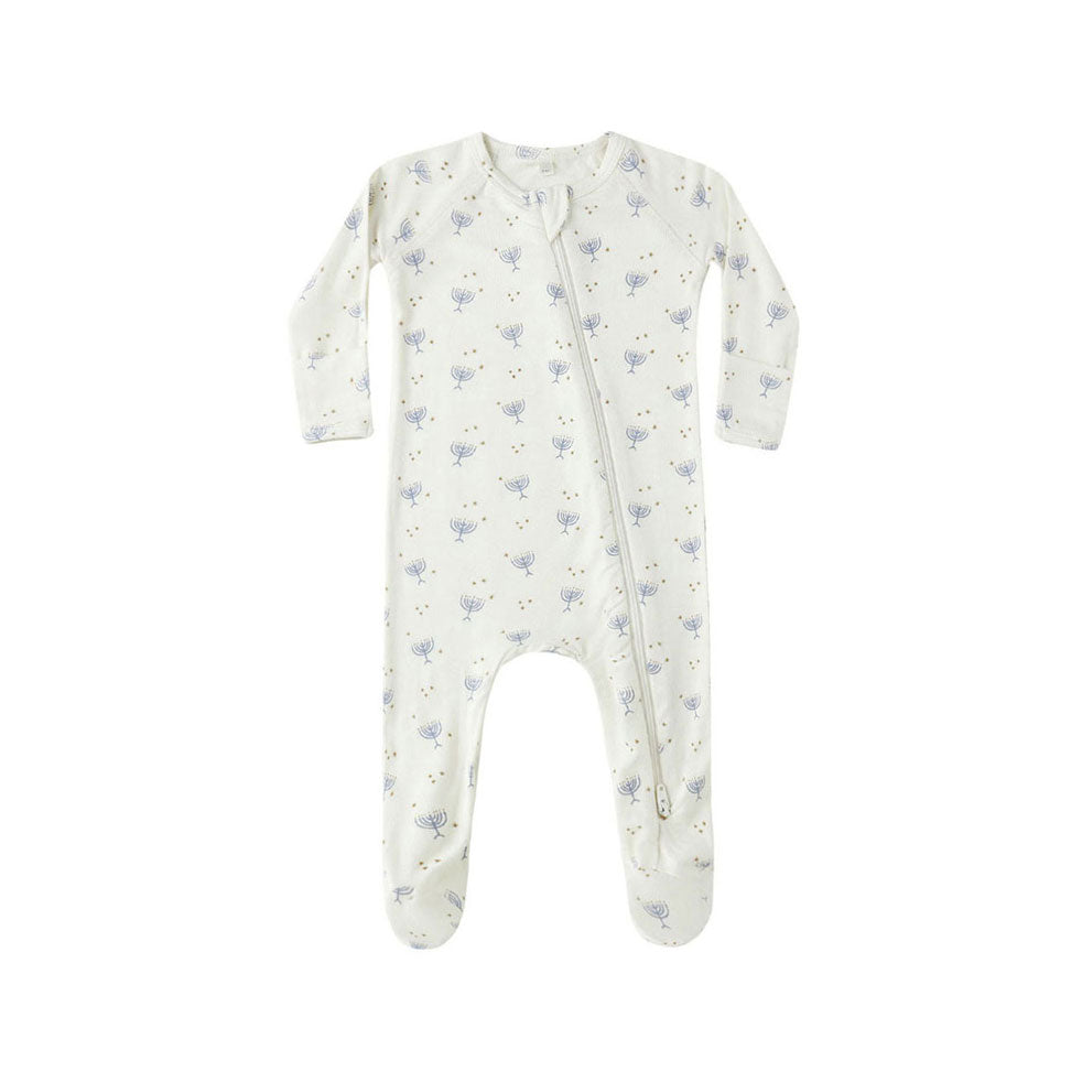 Quincy Mae Hanukkah Bamboo Zip Footie