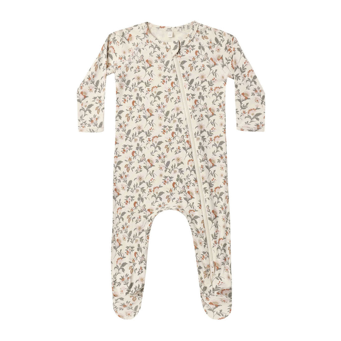 Quincy Mae Holiday Floral Bamboo Zip Footie