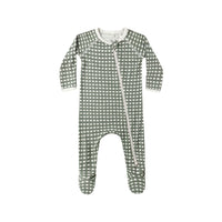 Quincy Mae Forest Check Bamboo Zip Footie