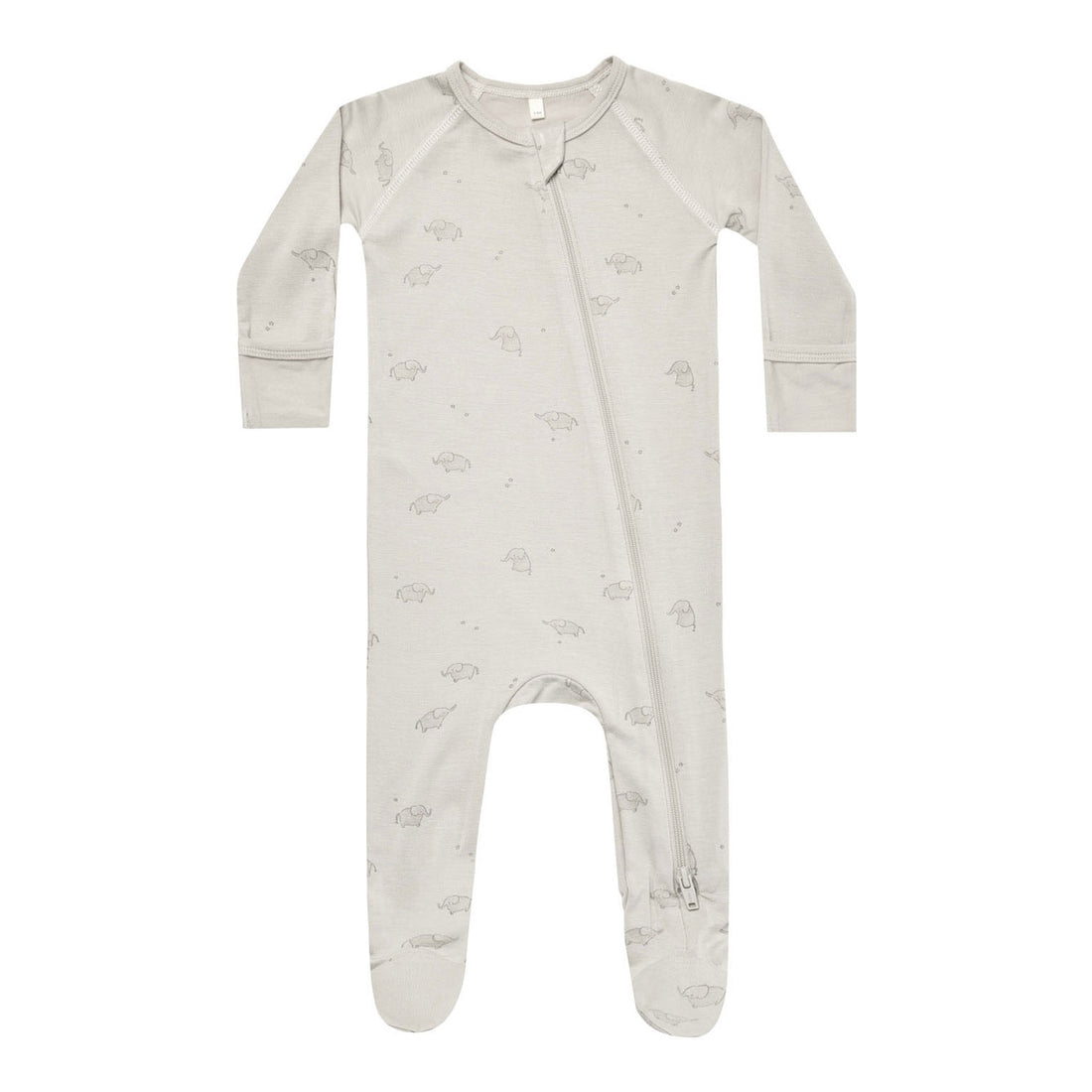 Quincy Mae Elephants Bamboo Zip Footie