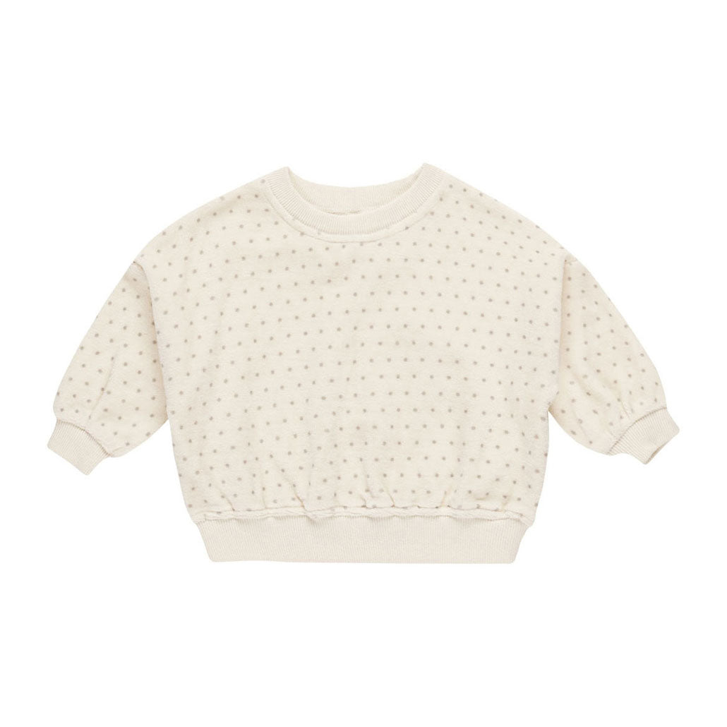 Quincy Mae Polka Dot Velour Relaxed Sweatshirt
