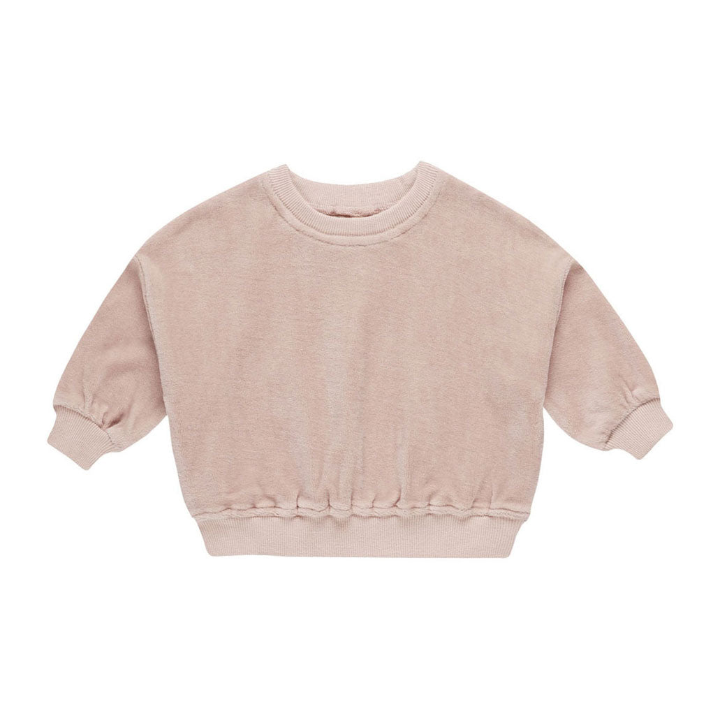 Quincy Mae Blush Velour Relaxed Sweatshirt