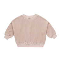 Quincy Mae Blush Velour Relaxed Sweatshirt