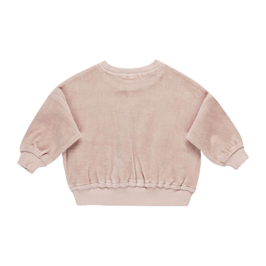 Quincy Mae Blush Velour Relaxed Sweatshirt