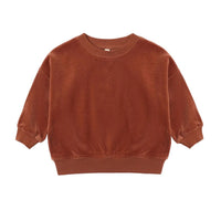 Quincy Mae Redwood Velour Relaxed Sweatshirt