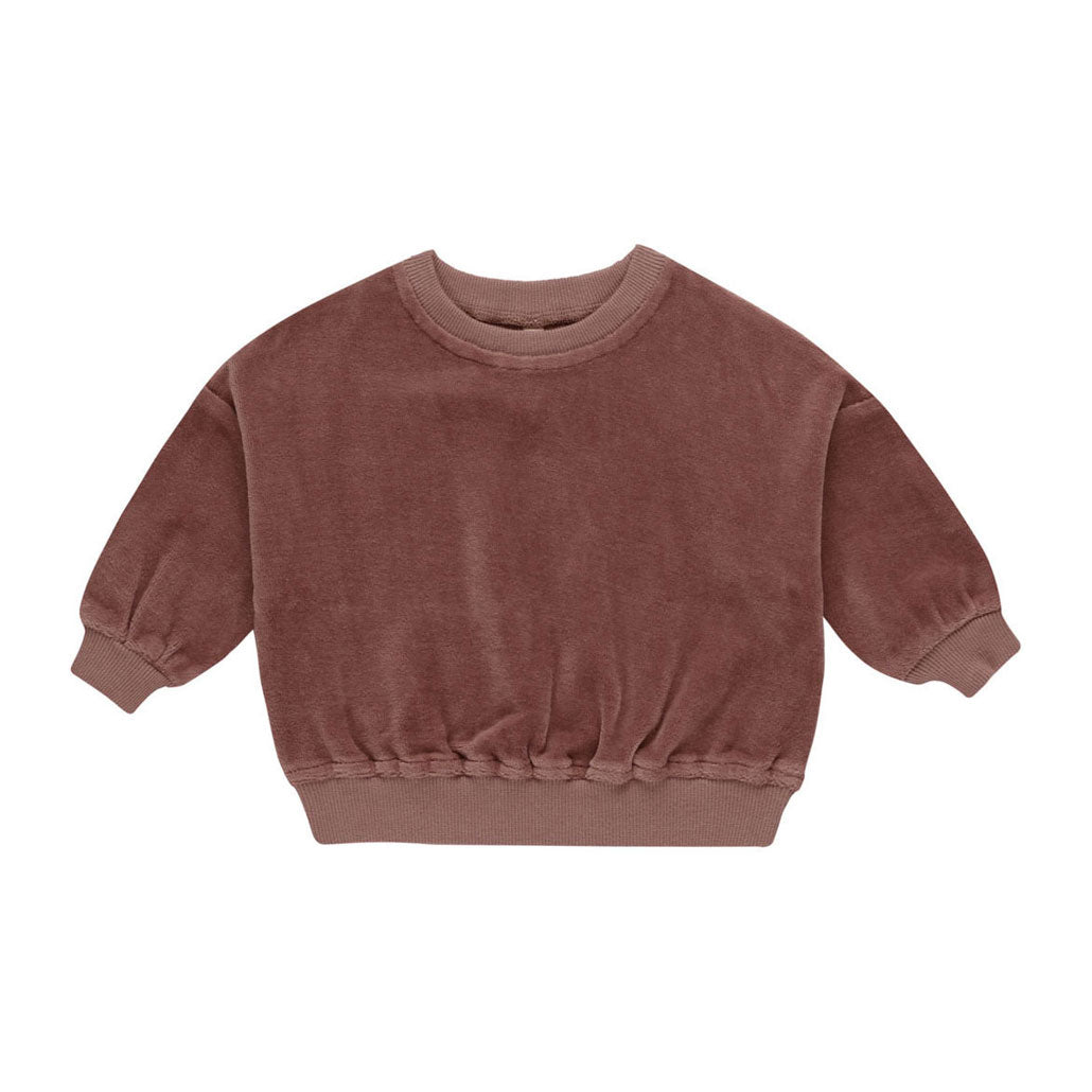 Quincy Mae Cranberry Velour Relaxed Sweatshirt