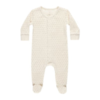 Quincy Mae Polka Dot Velour Hidden Snap Footie
