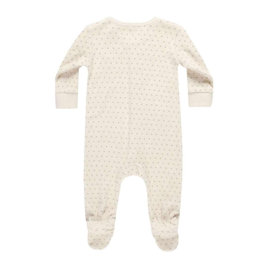 Quincy Mae Polka Dot Velour Hidden Snap Footie