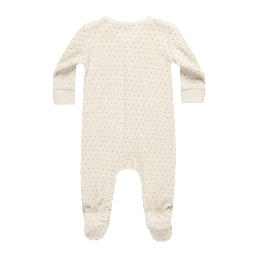 Quincy Mae Polka Dot Velour Hidden Snap Footie