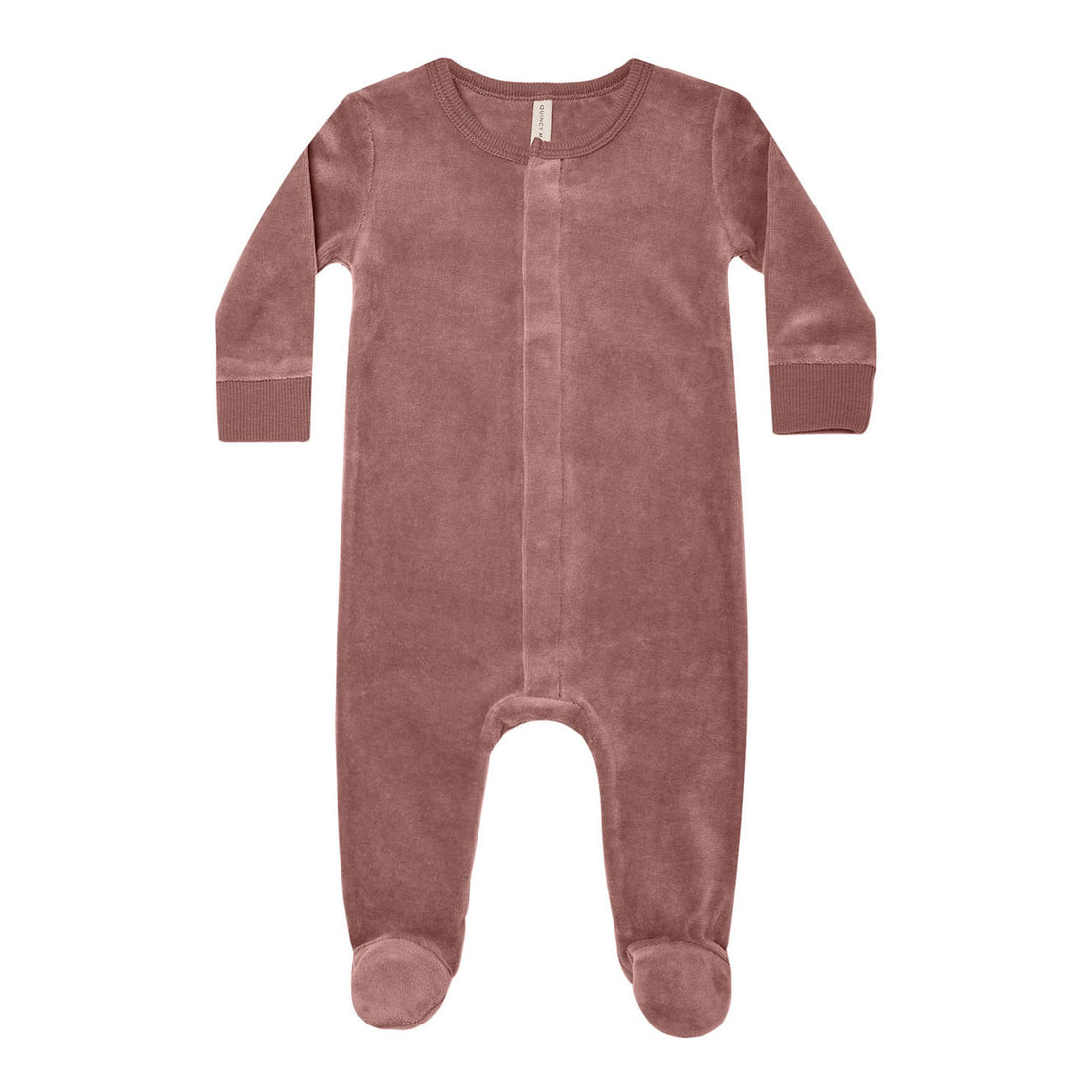 Quincy Mae Fig Velour Hidden Snap Footie