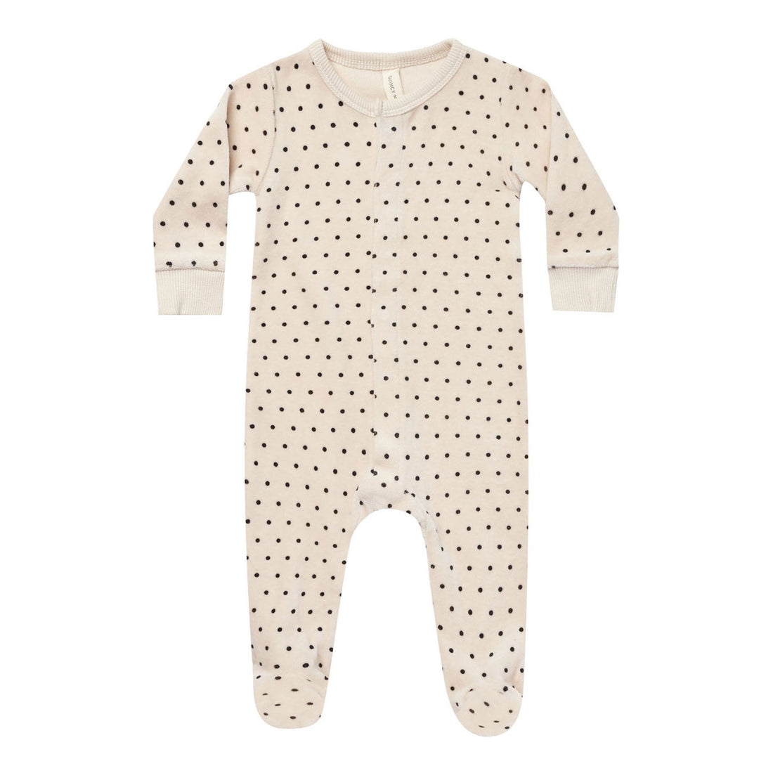 Quincy Mae Polka Dot Velour Hidden Snap Footie