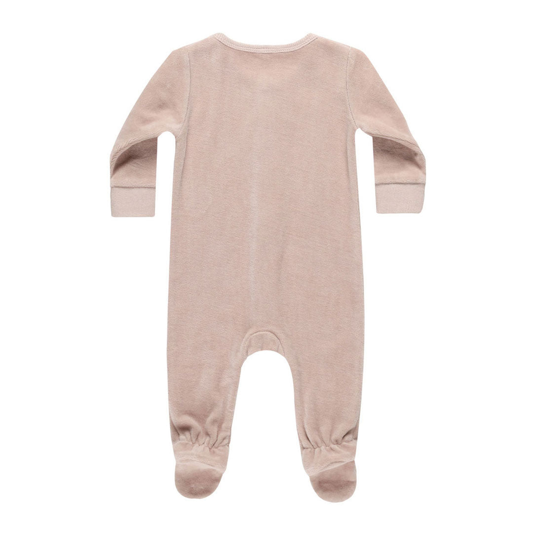 Quincy Mae Blush Velour Hidden Snap Footie
