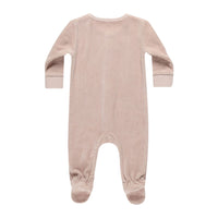 Quincy Mae Blush Velour Hidden Snap Footie