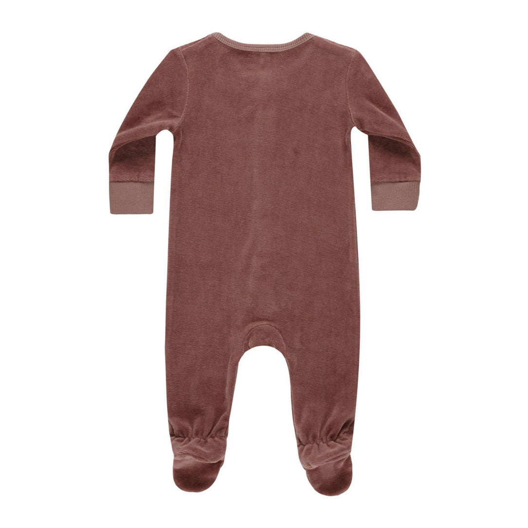 Quincy Mae Cranberry Velour Hidden Snap Footie