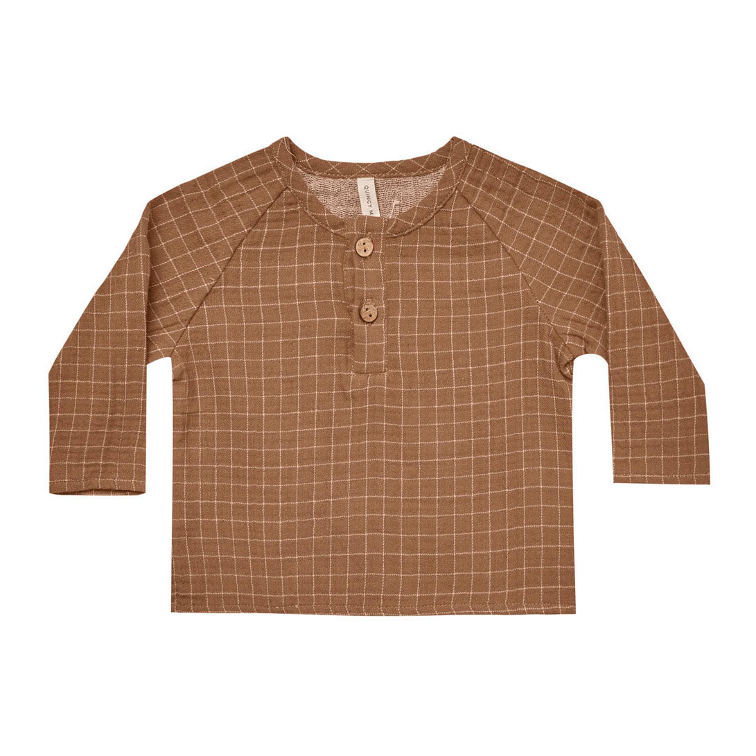 Quincy Mae Cinnamon Grid Zion Shirt