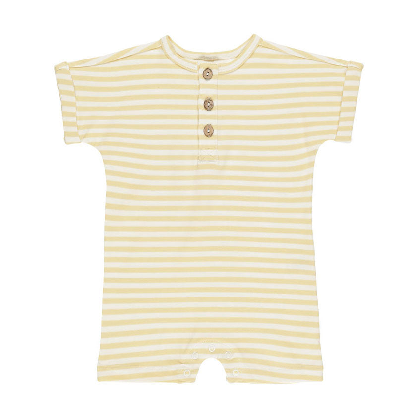 Quincy Mae Yellow Stripe Short Sleeve One-Piece