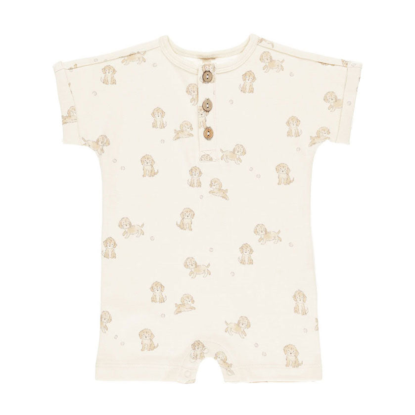 Quincy Mae Natural Puppies Short Sleeve One-Piece