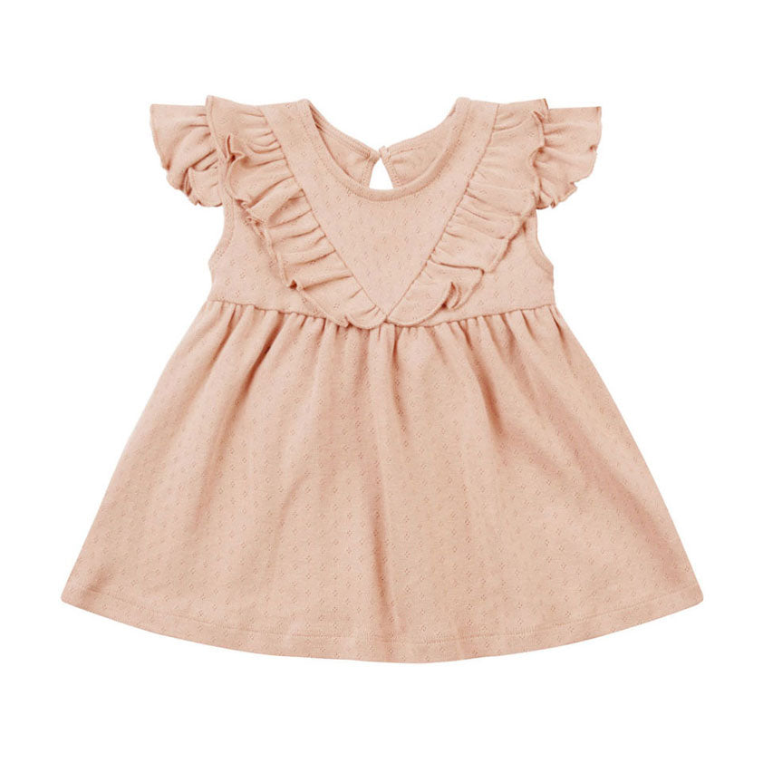Quincy Mae Melon Sleeveless Ruffle V Dress