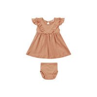 Quincy Mae Melon Sleeveless Ruffle V Dress