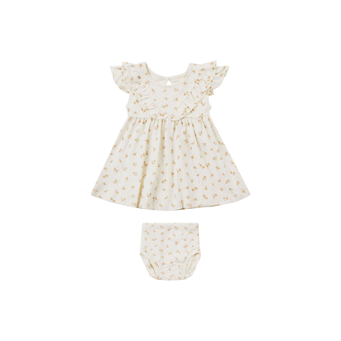 Quincy Mae Ditsy Melon Sleeveless Ruffle V Dress