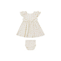 Quincy Mae Ditsy Melon Sleeveless Ruffle V Dress