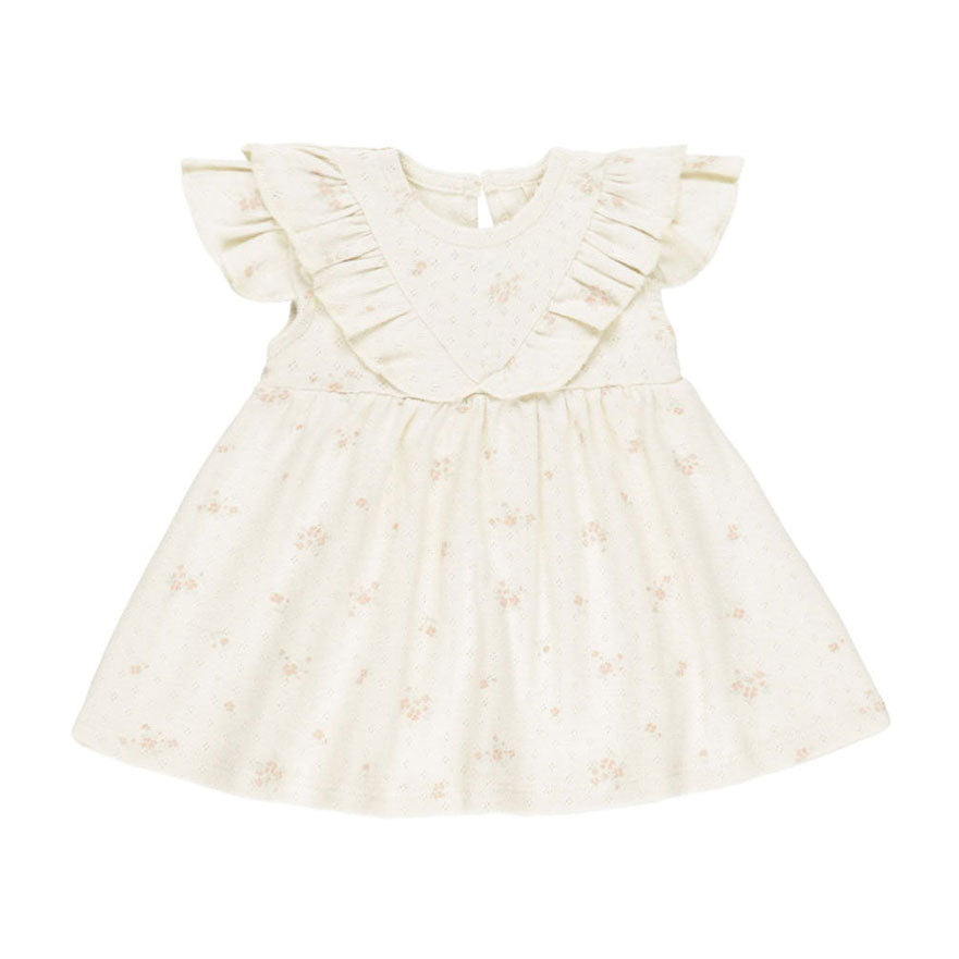 Quincy Mae Pink Ditsy Sleeveless Ruffle V Dress