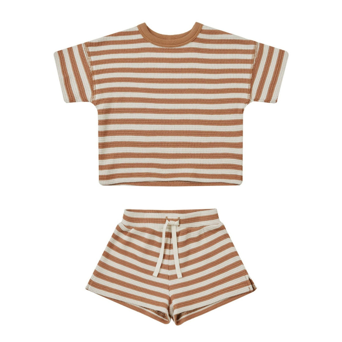 Quincy Mae Clay Stripe Waffle Tee + Short Set
